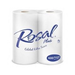 PAPEL HIGIÉNICO ROSAL PLUS DE 4 ROLLOS Y 600 HOJAS