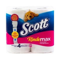 PAPEL HIGIÉNICO SCOTT RINDE MAX DE 4 ROLLOS