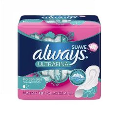 TOALLAS SANITARIAS ALWAYS ULTRAFINA SUAVE FLUJO MODERADO 10UN