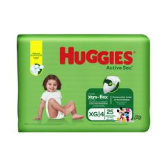 PAÑALES HUGGIES ACTIVE SEC TALLA XG 25UN